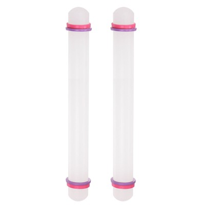 Unique Bargains PP Plastic Non-Stick Adjustable Guide Rings Kitchen Rolling Pins 2 Pcs