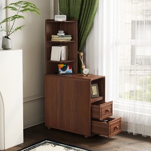 TiramisuBest End Table with Drawers, Corner Table with Open Shelves, Tall Side Table for Bedroom and Corner - 1 of 4