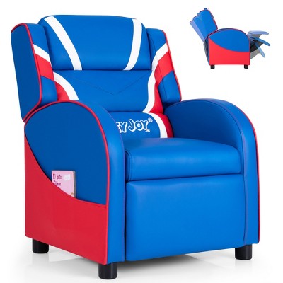 Kids Recliner Chair Gaming Sofa PU Leather Armchair w/Side Pockets Pink\Blue