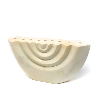 Slickblue Natural Soapstone Menorah – Hand-Carved, Unique Design for Hanukkah Celebrations, 12 x 2.5 x 6 Inches