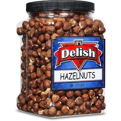 Raw Hazelnuts Shelled by It's Delish, 2.5 lbs Jumbo Container jar