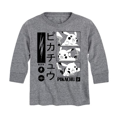 Boys' - Pokémon - Pikachu Manga Comic Style Lightning Long Sleeve Graphic T-Shirt