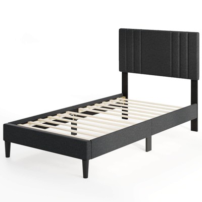 Safstar Twin Size Bed Frame with Vertical Channel Tufted Headboard & Wooden Slats
