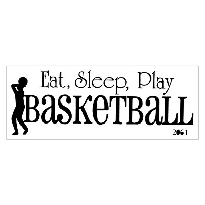 Unique Bargains Eat Sleep Play Basketball Pattern Self-stick Bedroom Wall Stickers Artificial Decal