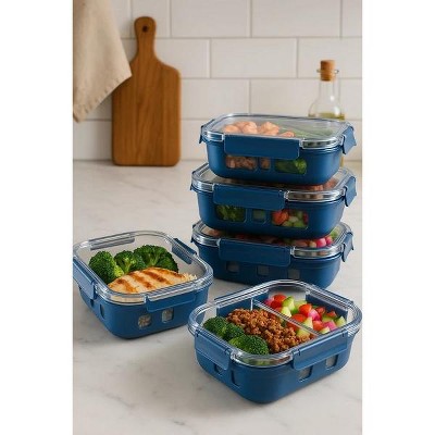 Racxily 8 PCS Glass Prep & Store Set with Silicone Grip Storage Set