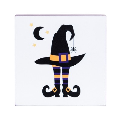 C&F Home 5" Witchy Hat Block with Moon Halloween Shelf Sitter Decoration