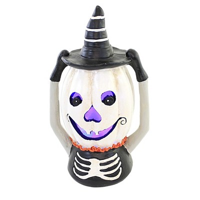 Halloween 9.5 Inch Pumpkin Head Led Halloween Figurine , Lighted Halloween Decor Light-Up Skeleton (1PC)