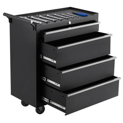 Rolling Tool Chest, 4 Drawers Tool Storage Cabinet with Wheels, with Locking System & Drawer Liners,Universal Lockable Wheels,  for Garage, Workshop