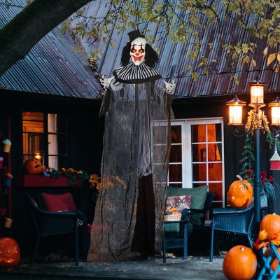 Whisen Halloween Classic Striped Clown Animatronic, Sound and Motion Activated, Light Up Eyes & Sounds