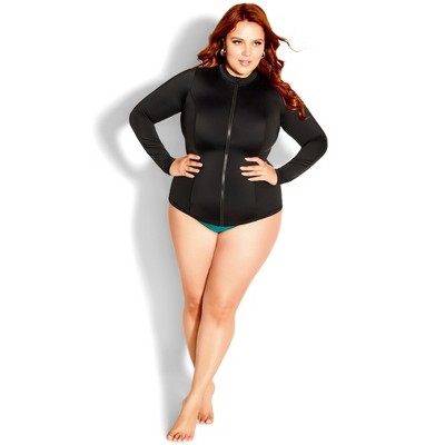 CITY CHIC | Women's Plus Size Cancun Long Sleeve Sun Top - black - 14W