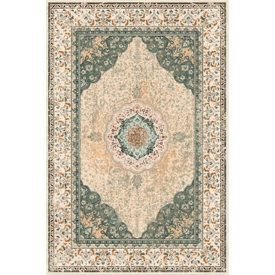 Coolmee Washable Area Rug for Living Room Boho Rugs Non-Slip Thin Vintage Throw Carpet for Bedroom Office Dining Room Kitchen Home