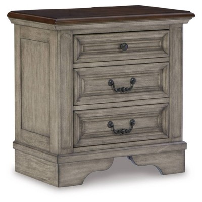 Lodenbay Nightstand Black/Gray - Signature Design by Ashley: Cottage Style with USB Ports & AC Outlets