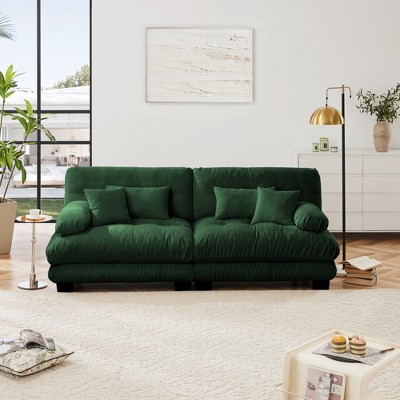 QingMoon 94.4” Space-Saving Sofa Loveseat Sofa With 2 Lumbar Pillows And 2 Throw Pillows For Small Home, Living Room