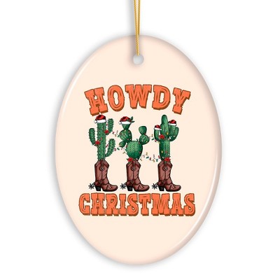 Howdy Christmas Cactus and Western Boot Ornament, Cowboy West Theme| OrnamentallyYou