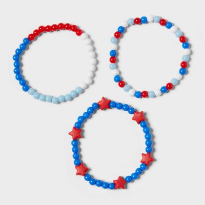 Acrylic Beaded Bracelets July 4th 3pc - Sun Squad™