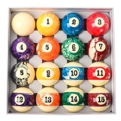 GSE 2-1/4" Marble Swirl Billiards Pool Ball Set, 2.25-Inch Regulation Size Standard Set of 16 Pool Balls