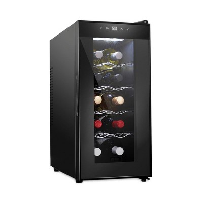 Schmecke 10 Bottle Thermoelectric Wine Cooler, Quiet Freestanding Wine Fridge, Black
