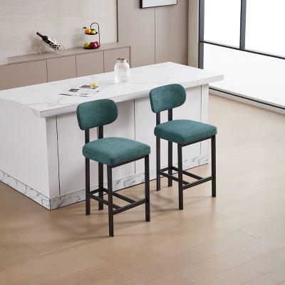 Kumasinova 26"H Modern Bar Stools Counter Height Set of 2,Sturdy Metal Kitchen Island Chairs with Footrest&Upholstered Backrest