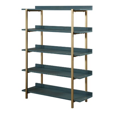 56.75" Prista 5 Tier Display Shelf Antique Blue/Gold - miBasics: Room Divider, Metal Frame, Fixed Shelves