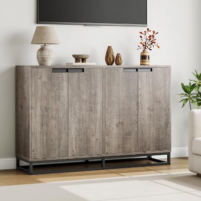 55" Modern Buffet Sideboard - Kitchen Storage Cabinet with 4 Doors & Adjustable Shelves for Dining Room