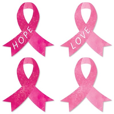 Big Dot of Happiness Pink Ribbon Decor - Small DIY Breast Cancer Awareness Cut-Outs - 24 Count