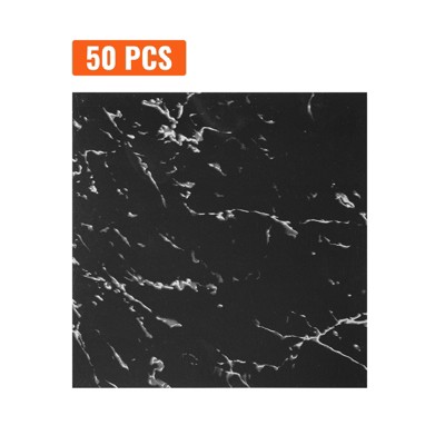 VEVOR Self Adhesive Vinyl Floor Tiles 12 x 12 inch, 50 Tiles 1.5mm Thick Peel & Stick, Black Marble Texture DIY Flooring for Kitchen, Dining Room