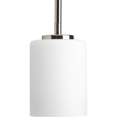 Progress Lighting Replay 1-Light Mini-Pendant, Polished Nickel, White Glass Shade
