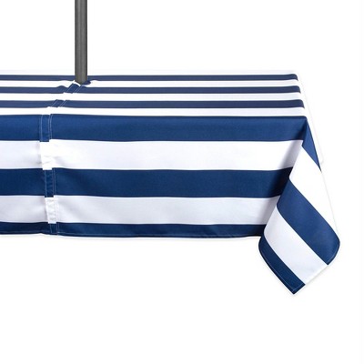 Design Imports  Nautical Blue Cabana Stripe Outdoor Tablecloth With Zipper 60X120