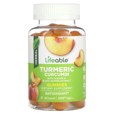 Lifeable Turmeric Curcumin Gummies, Natural Peach, 60 Gummies