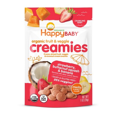 HappyBaby Creamies Strawberry Butternut Squash Freeze Dried Baby Snacks - 1oz