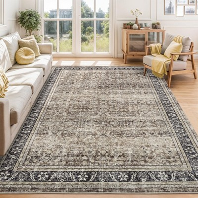 Soft Vintage Large Bedroom Area Rug, Boho Farmhouse Non-Slip Washable Indoor Rugs for Living Room Dining Room