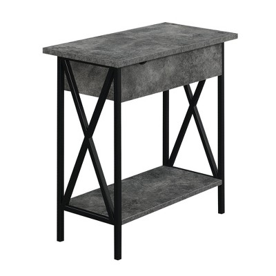 Tucson Flip Top End Table with Charging Station and Shelf - Breighton Home