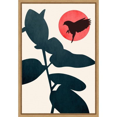 Amanti Art Japanese Bird by Eins Kubistika Framed Canvas Wall Art