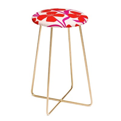 Maritza Lisa Pink Floral Counter Height Barstool - Deny Designs