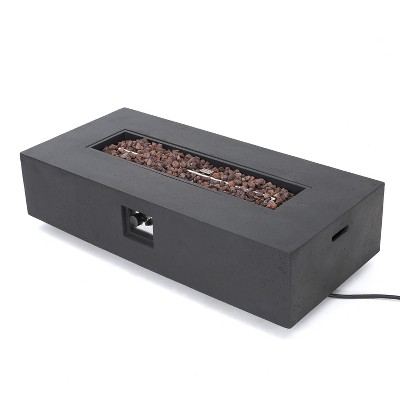 GDFStudio Hearth Outdoor 50,000 BTU Rectangular Lightweight Concrete Fire Pit Table