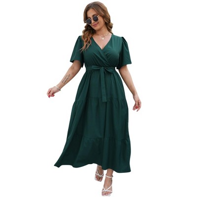 Women's Plus Size V-Neck Maxi Dress: Flowy Boho Elegance for Vacations & Garden Soirees Dress