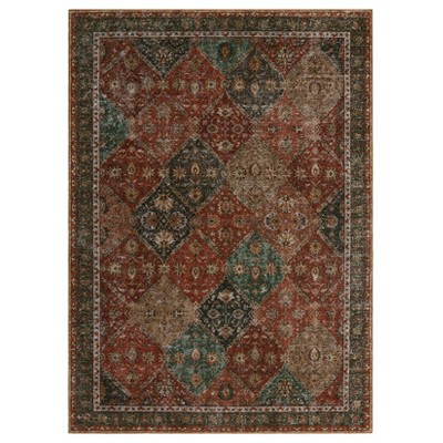 Vintage Washable Floral Print Living Room Area Rugs, Soft Non Slip Floor Cover for Bedroom Dining Room, Retro Accent Carpet