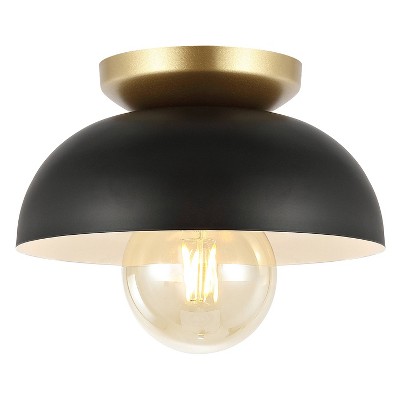 8.5" 1-Light Paulina Classic Industrial Iron LED Flush Mount Painting - JONATHAN Y
