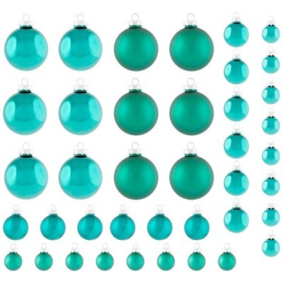 Northlight Shiny and Matte Multiple Size Glass Ball Christmas Ornaments - 2.5" - Green - 40ct