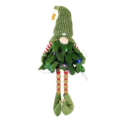 Ganz 20.0 Inch Gnome Light Up Beaded Legs Shelf Sitter Christmas , Elf Feet Jingle Bells Star (1PC)