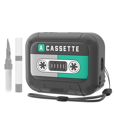 HTUTWOO Airpods 4 Case Cover Vintage Cassette Tape with Lanyard for Men & Women, Wireless Charge Support with Magsafe