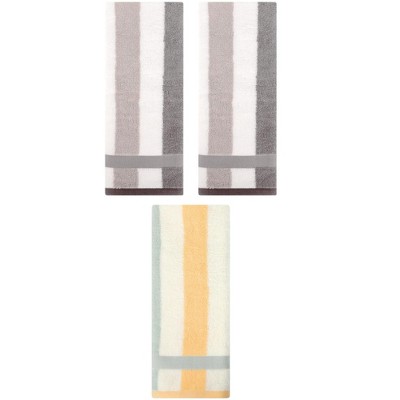 REGALWOVEN 3 Pack Striped Cotton Bathroom Decorative Hand Towels 13" x 29"