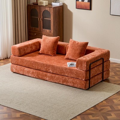 Convertible Modern Sleeper Sofa with Memory Foam and Pillows for Living Room or Dorm -3irtyhousy