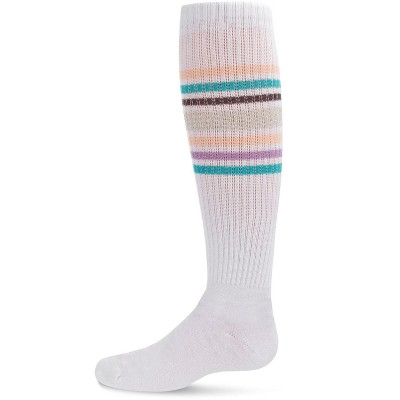 Memoi Girls' Metallic Sport Stripe Knee-High Socks