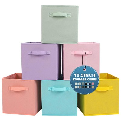 SEVOBAL 6pc Fabric Storage Cubes Organizer Duty Cube Storage Bin Clothes Storage Box Closet Baskets in Shelves Home, Multicolored, 10.34"*11.31"*3.9"