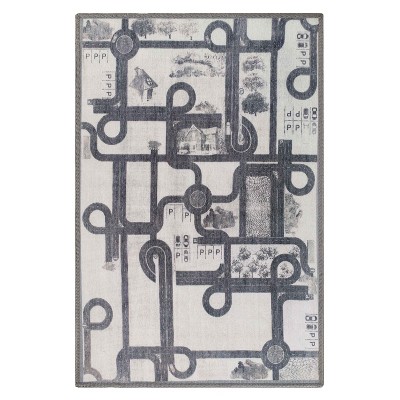 Country Road Non-Slip Kids Playroom Nursery Washable Indoor Area Rug by Blue Nile Mills