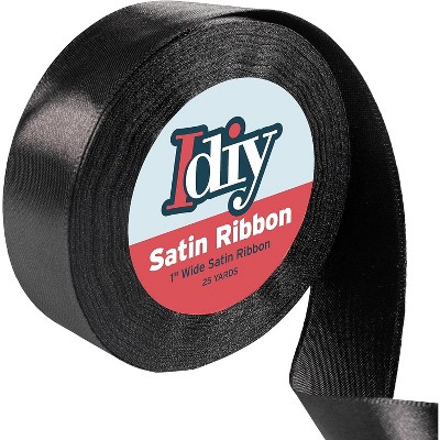 iDIY Satin Ribbon (1", 25 Yards) No Wire, DIY Arts & Crafts, Gift Wrapping Baskets, Sewing Projects, Party Decorative Embellishment, Floral (Black)