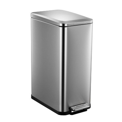 13.2 Gallon/50 L Step Trash Can with Lid Soft Close, Step Pedal, Fingerprint Resistant Narrow Rectangle Garbage Can with Removable Inner Bucket