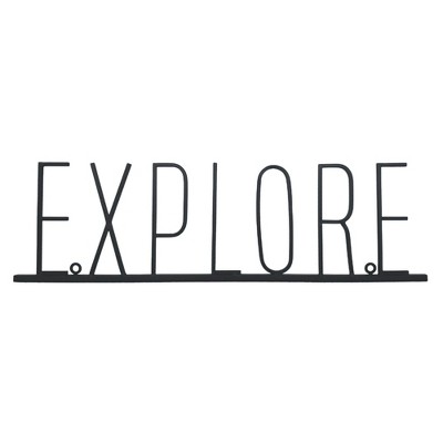 VIP Metal 22.99 in. Black Explore Thin Letter Sign