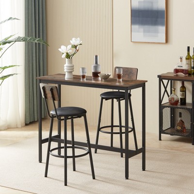 3 PCS Bar Height Dining Set for 2, Bar Table Set Counter Height Dining Set with 2 Padded Bar Stools, Kitchen Breakfast Nook Dinette - ModernLuxe